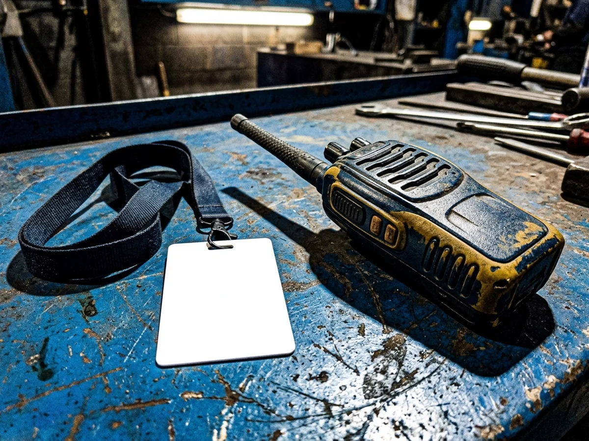 Illustration : radio et badge pour une mission sur site